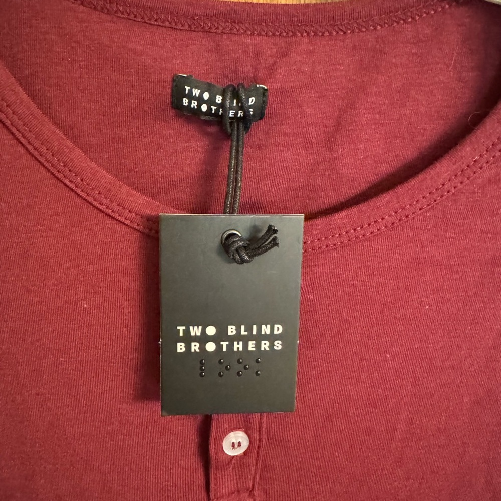 NWT men’s long sleeve polo size XL from Two Blind Brothers, color is burgundy - Picture 3 of 13